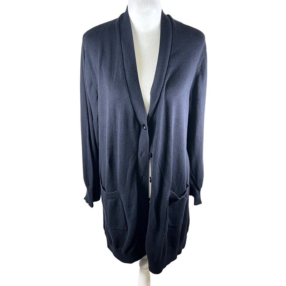 Mainstreet Blues Womens Black Long Sleeve Cardigan Button Front‎ Pockets Size L